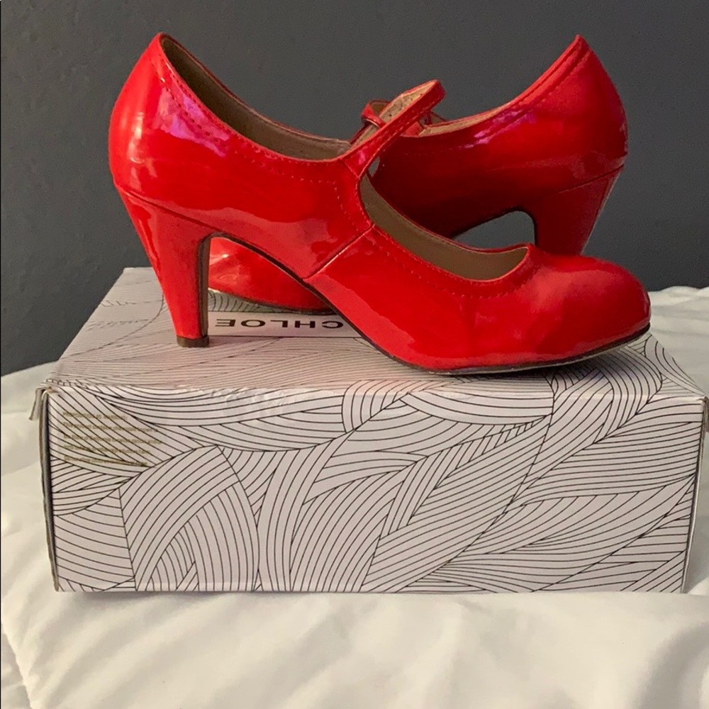 50’s style red glossy heels